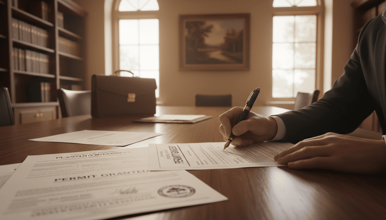 Permit approval documents and application signing