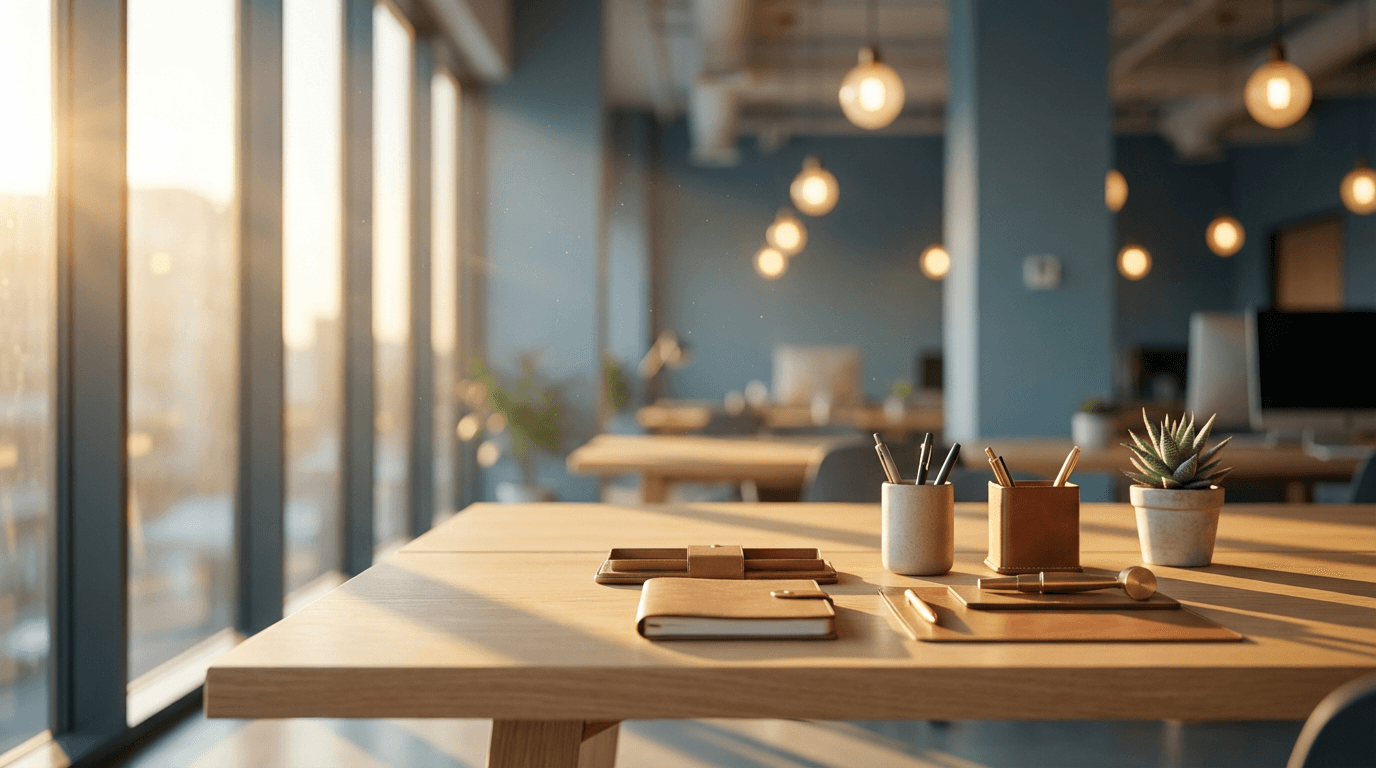 Professional workspace with notebook and pen, representing a consultation ready moment